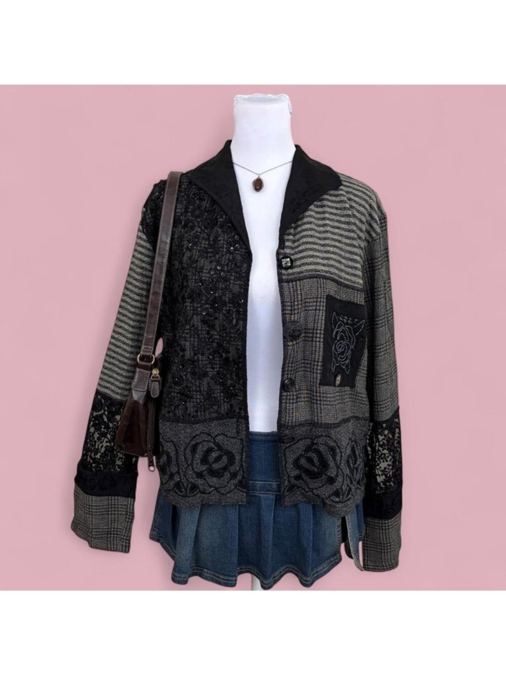 90s patchwork boho light weight jacket